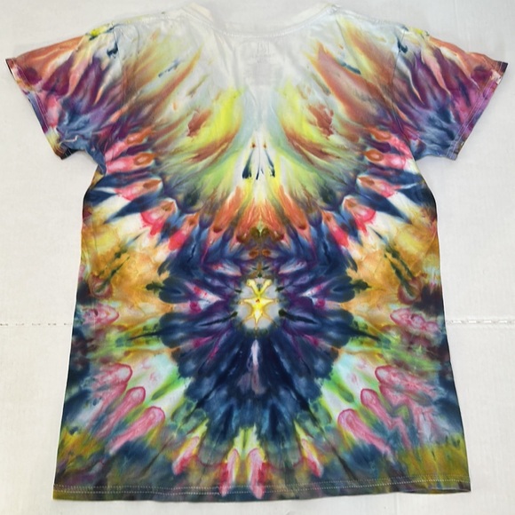 George | Multi Colored Tie-Died short Sleeve V-Neck T-Shirt | Size Small - Picture 8 of 9